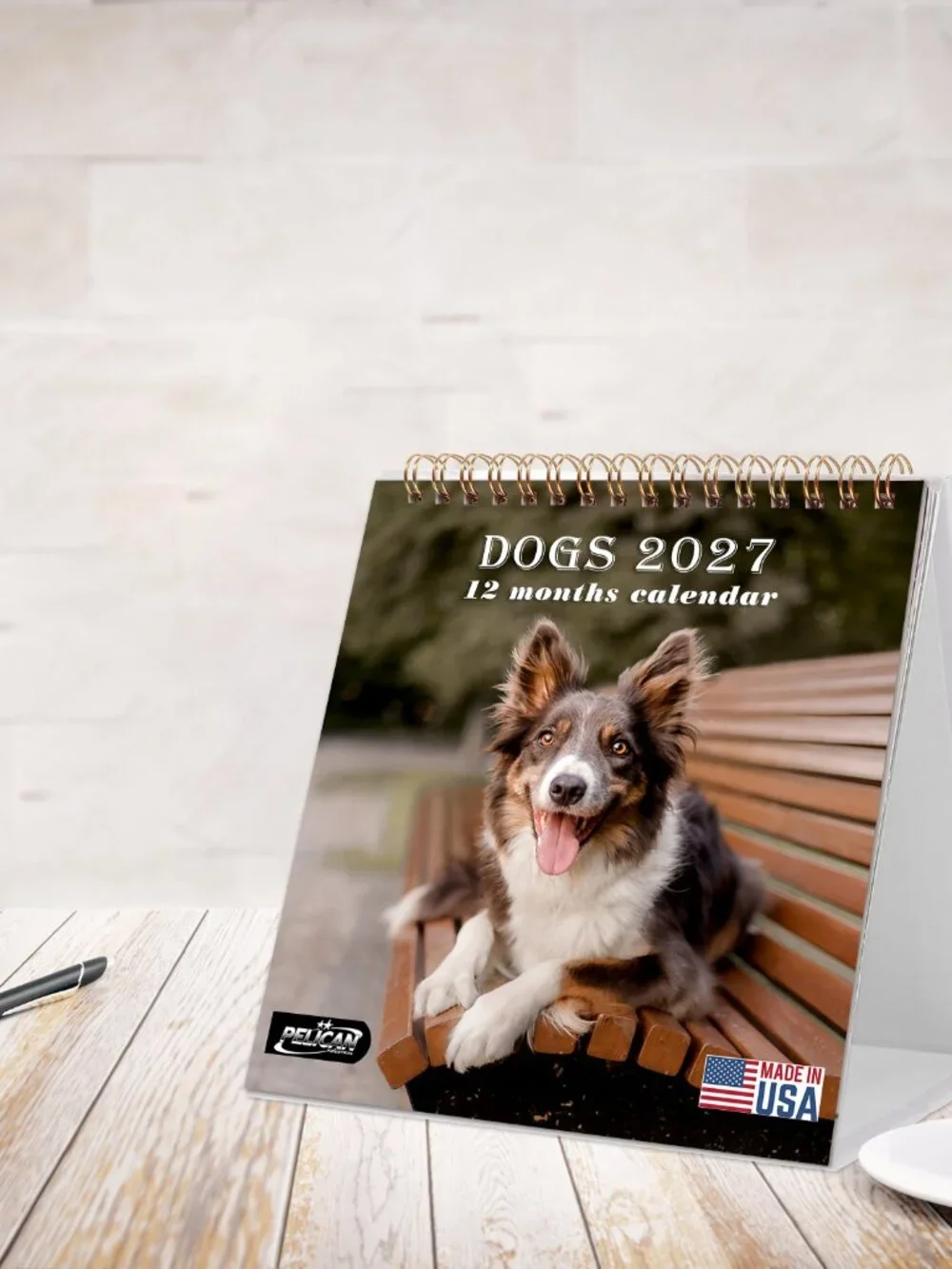 2027-12 Months Desk Calendar Desktop Planner with To-Do List (Dogs)